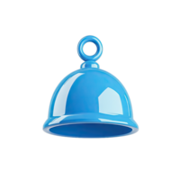 A glossy blue bell with a circular handle on a in a studio shot rendering transparent background png