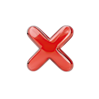 A shiny red x shaped object with rounded edges isolated against a in studio shot transparent background png