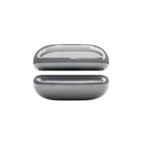 Two glossy gray objects stacked with space between them on a plain studio shot transparent background png