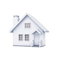 A minimalist white house with a chimney and two windows isolated on a in a studio transparent background png