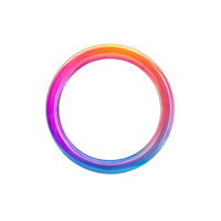 A vibrant ring with a gradient of colors isolated against a stark in a studio shot transparent background png
