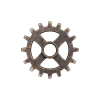 Isolated single cogwheel with a central circular hole on a in a studio shot transparent background png