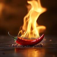 a red hot chili pepper is on fire photo