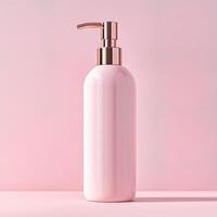Pink Lotion Dispenser with Metallic Pump photo