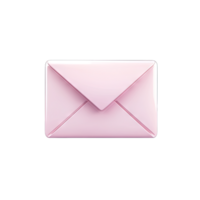 A glossy pink envelope isolated on a with a modern and minimalist design style used transparent background png