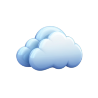 A glossy light blue cloud icon isolated on a with smooth rounded edges and highlights transparent background png