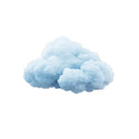 A digitally rendered cloud formation with a soft blue hue against a in a studio shot transparent background png