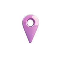 A glossy lavender map pin with a circular cutout on a in a studio shot render transparent background png
