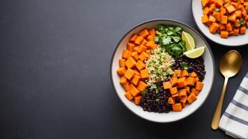 Sweet potato and black bean salad with lime photo
