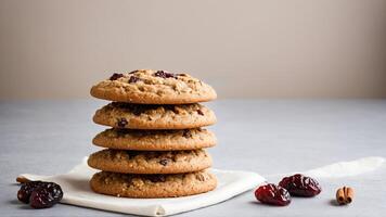 A stack of cookies with cranberries and cinnamon photo