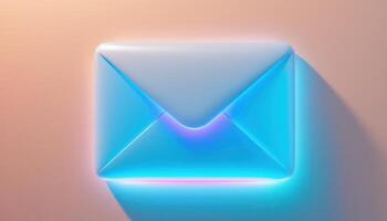 Futuristic Neon Envelope on Soft Background with Dynamic Lighting photo