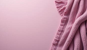 Cozy Textured Pink Knit Blanket on Soft Pastel Background photo