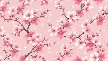 Elegant Pink Cherry Blossom Floral Pattern on Soft Background photo