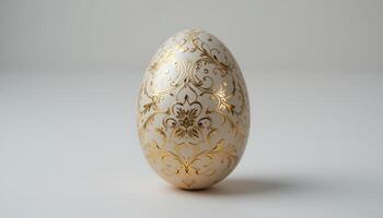 Elegant Decorative Egg with Intricate Gold Filigree Design photo