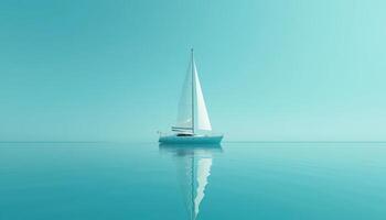 Tranquil Sailboat on Calm Teal Waters Under Clear Blue Sky photo