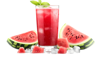 Refreshing Red Juice with Ice and Slices of Juicy Fruit Garnished with Fresh Herbs for a Cool png