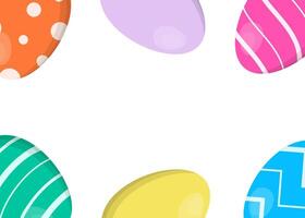 White Background with colorful Eggs frame. Happy Easter. Template for card, banner, invitation, flyer, decor with empty space for text. vector
