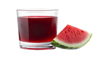 Refreshing Red Juice and Fruit Slice Displayed on a Clean Background png