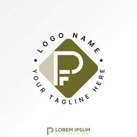 initial PF or FP font line cut square monogram typography media tech law firm vector