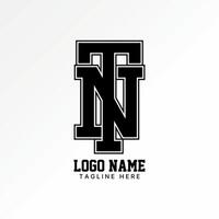 initial TN or NT sport font connect line athletic monogram typography branding vector