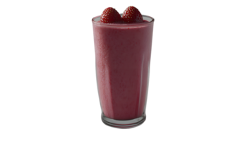 Refreshing Strawberry Smoothie in a Glass with Fresh Toppings png