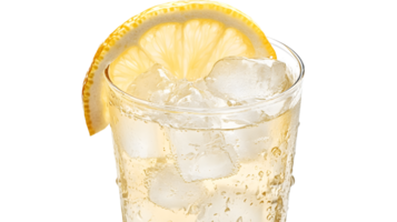 Refreshing Lemonade with Ice Cubes and a Slice of Lemon in a Glass png