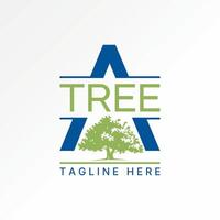 initial A font big tree rainforest garden art to monogram typography branding vector