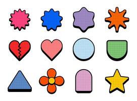 collection of retro sticker template. set of retro vintage doodle illustration. vector