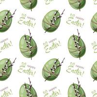 Seamless Pattern with Easter Egg and Willow Branches. Easter Background for Fabric, Wallpaper, Wrapping Paper vector