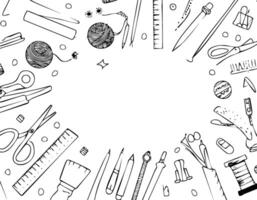 black and white line art of artisanal elements with copy space vector