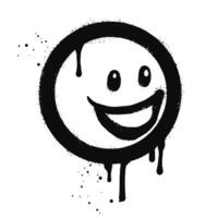 smiling face emoji character Spray painted graffiti smile face in black over white. isolated on white background vector