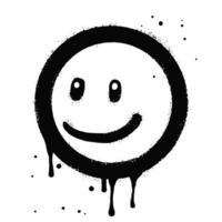 smiling face emoji character, Spray painted graffiti smile face in black over white. isolated on white background vector