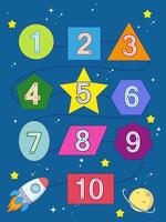 Activity worksheets for kids education with many exercises. Writing practice. Learning numbers from 1 to 10. vector