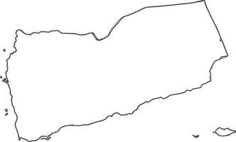 Minimalist black and white outline map of Yemen with internal region borders, simple illustration for geography, education, and design use vector