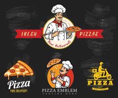 The collection of pizza emblems is a great choice for bistros and pizzerias. It creates a visually impressive atmosphere. vector