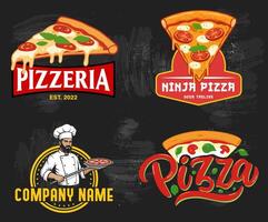 The collection of pizza emblems is a perfect solution for pizza shops and bistros. The designs reflect the style of your business. vector