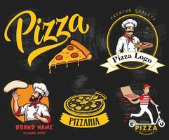 The collection of pizza emblems is suitable for restaurants and delivery companies. High-quality graphics are used to promote. vector