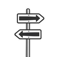 black and white directional road sign icon Perfect for navigation maps wayfinding and design projects Enhance your work with this minimal illustration vector