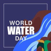 World Water Day. Social Media template design with water illustration out of faucet for greeting, campaign, annual event on March 22 vector