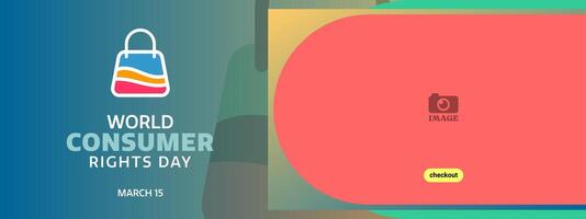 World Consumer Rights Day. Banner template design with typographic text and bag illustration for annual March 15 vector