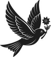 A Flying Dove with Flower - Elegant Mother's Day Illustration vector