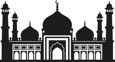 Elegant Mosque Silhouette Illustration with Islamic Architecture vector
