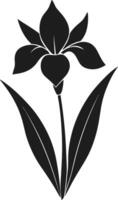 Elegant Iris Flower Silhouette - Minimalist Botanical for Spring Designs vector