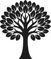 Elegant Black Tree Silhouette with Dense Foliage and Artistic Branches vector