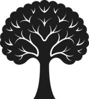 Elegant Black Silhouette Tree with Artistic Branches and Rounded Canopy vector