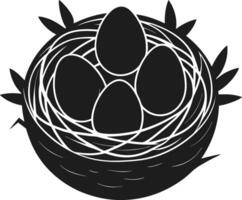 Bird Nest with Four Eggs - Spring Wildlife and Easter Illustration vector