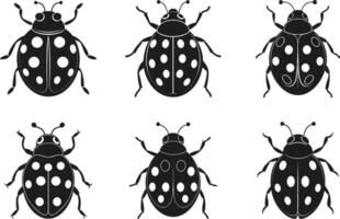 Ladybug Silhouette Set - Minimalist Insect Illustrations for Spring and Nature Designs vector