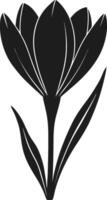 Elegant Crocus Flower Silhouette - Minimalist Botanical for Autumn and Fall vector