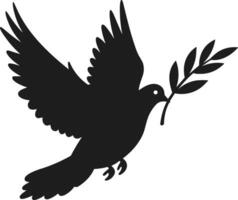 Memorial Day Dove with Olive Branch Silhouette - Symbol of Peace and Remembrance vector