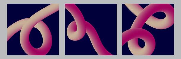 3d fluid gradient background set for social media design. vector